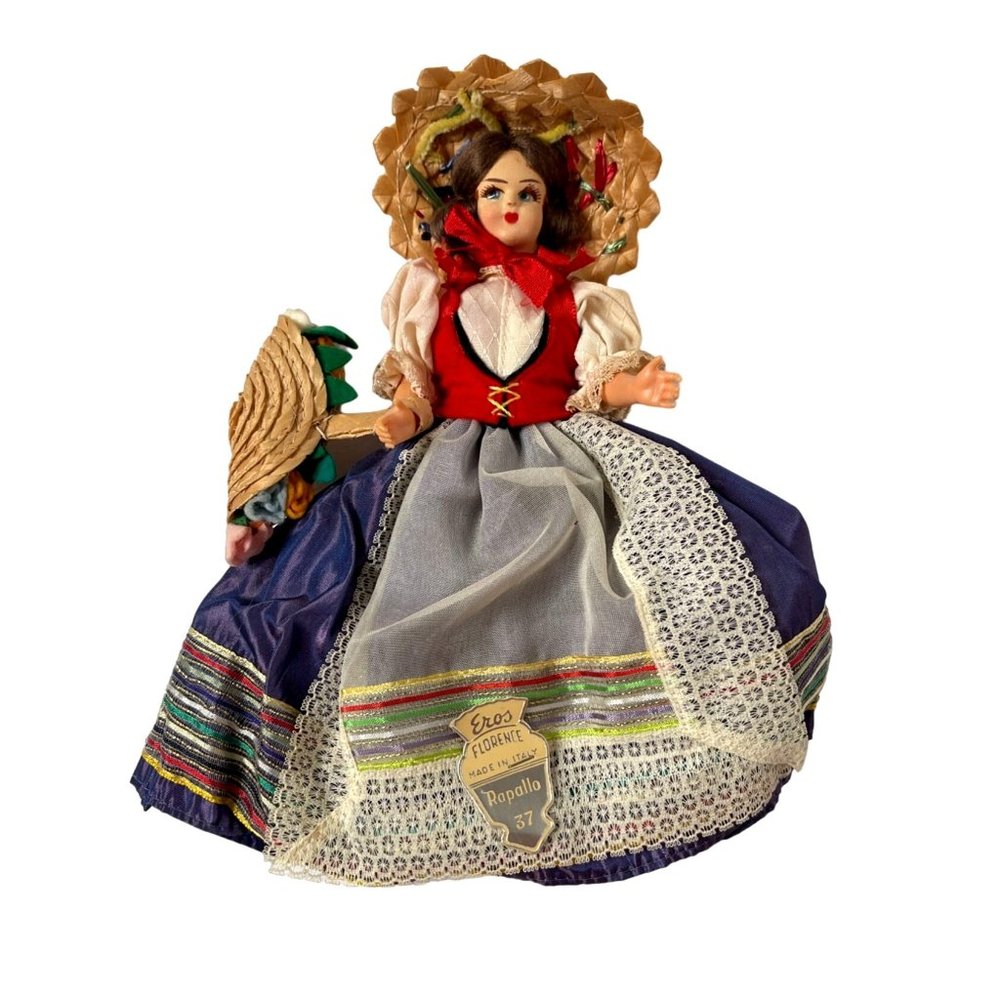 Vintage 40s Eros Florence Rapallo Doll Made in Italy, Original Tag, 10"